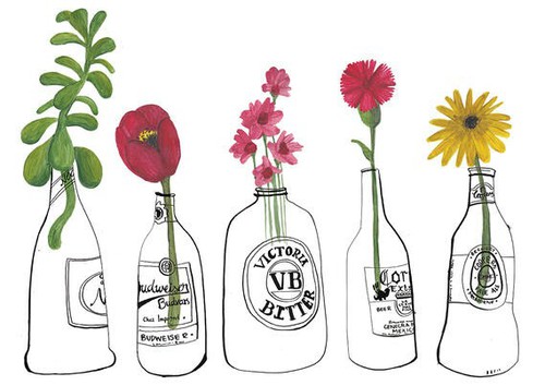 tumblr flower in bottles drawing